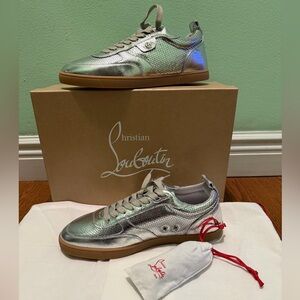 NIB $945 Christian Louboutin Tutti Rui Metallic Leather Sneakers